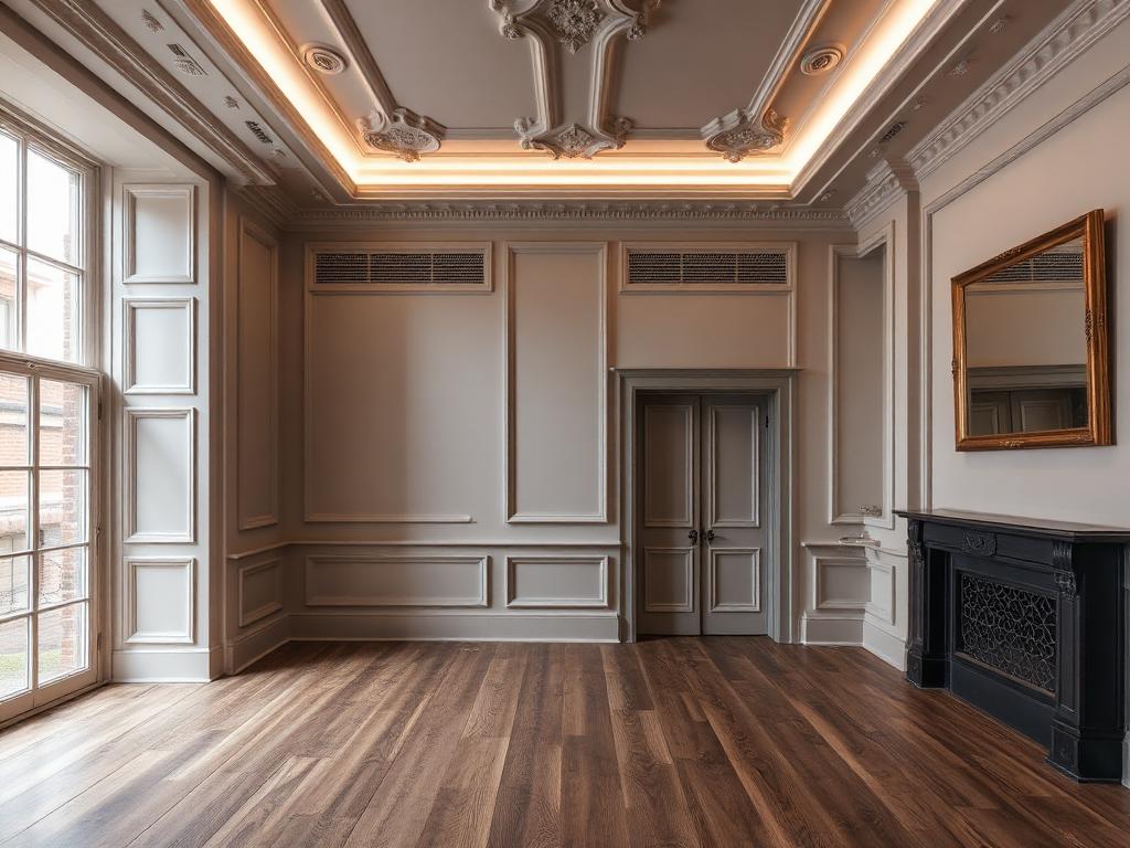 Hidden modern lighting and climate services within a restored heritage interior