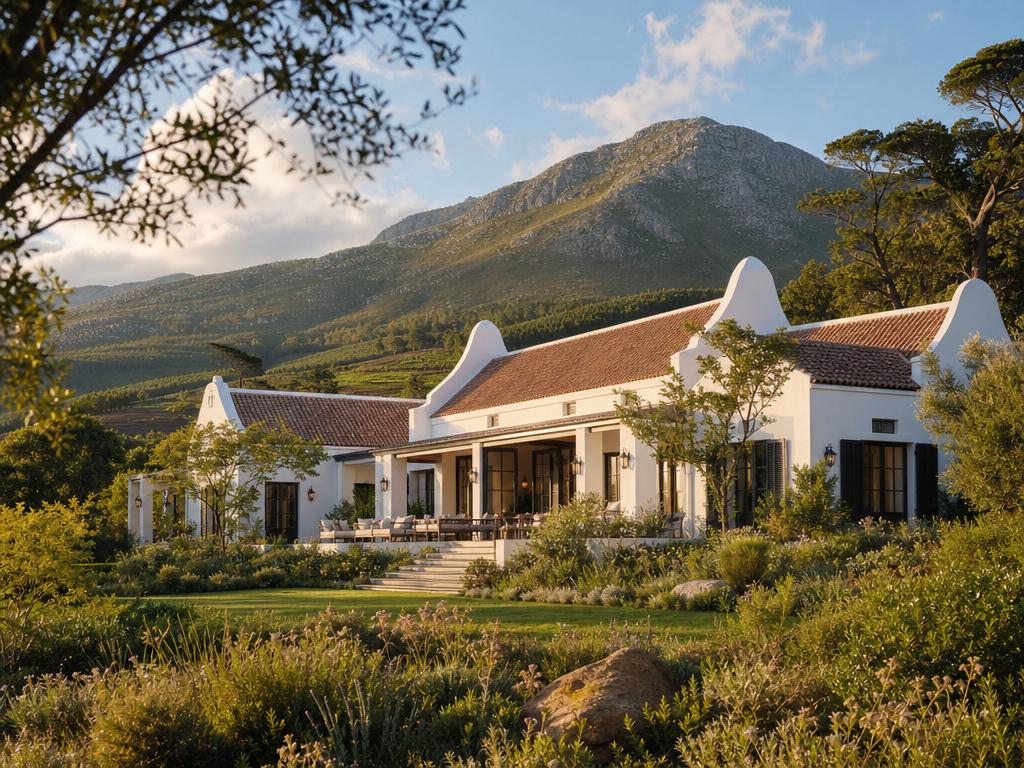 Cape Dutch inspired home set within the Western Cape wine country landscape